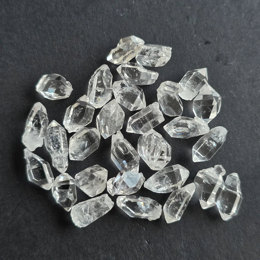 Raw herkimer diamond quartz crystals with natural double terminations