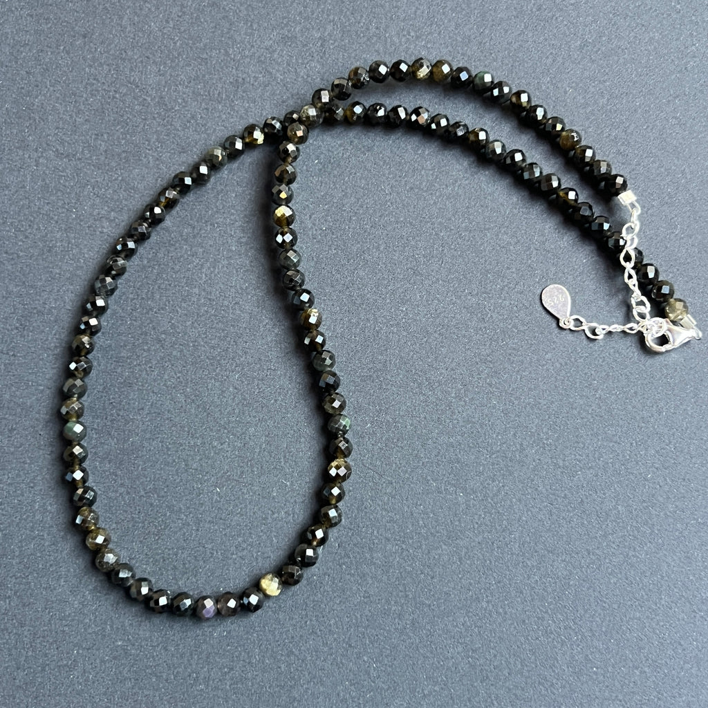 Colier obsidian auriu fațetat Silence#89, pietre semipretioase - druzy.ro 2 