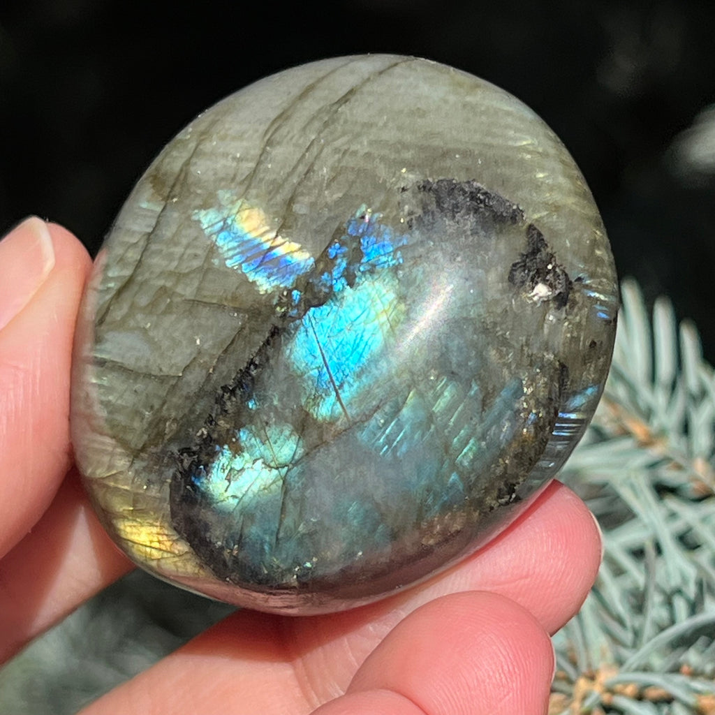 Labradorit palm stone m5, druzy.ro, cristale 1