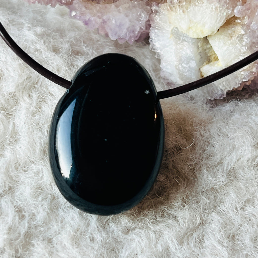 Colier pandantiv obsidian DROP, pietre semipretioase - druzy.ro 1 