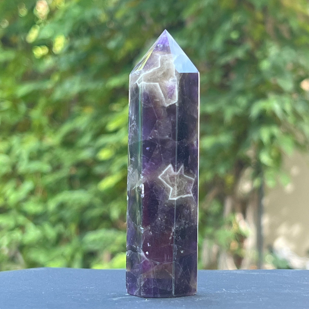 Obelisc ametist chevron model 1, druzy.ro, cristale 1