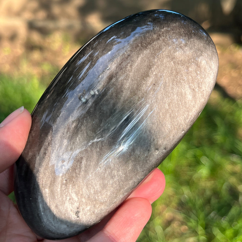 Obsidian argintiu palmstone model 13, pietre semipretioase - druzy.ro 3 