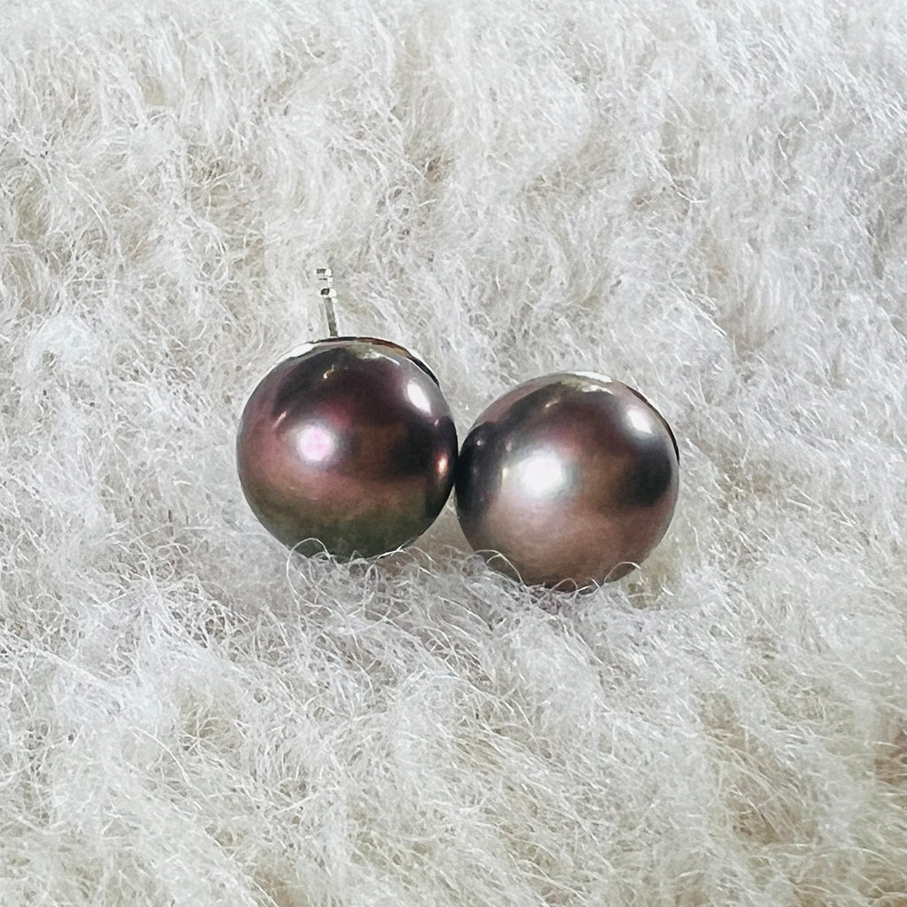 Cercei stud perle metalice din argint 8 mm, druzy.ro, pietre semipretioase 2