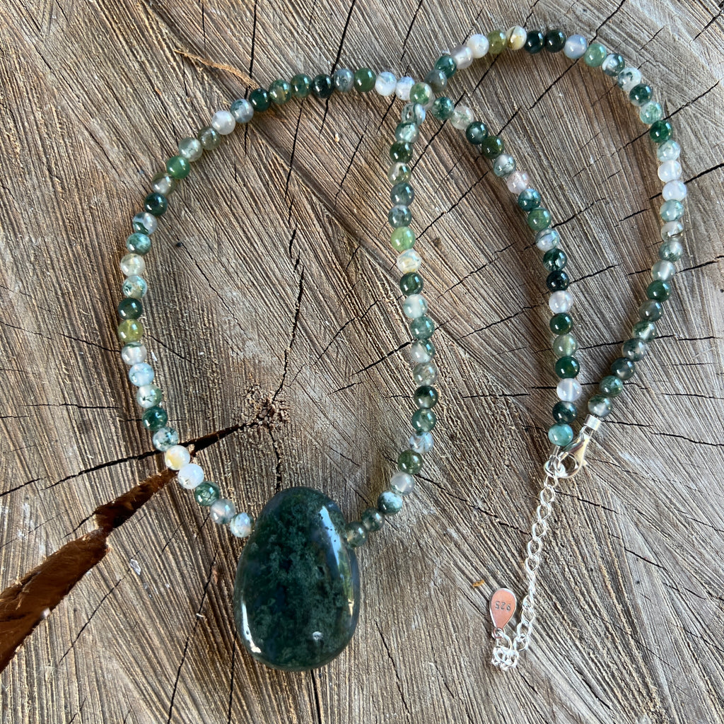 Colier agat muschi Sylva #52, pietre semipretioase - druzy.ro 3 