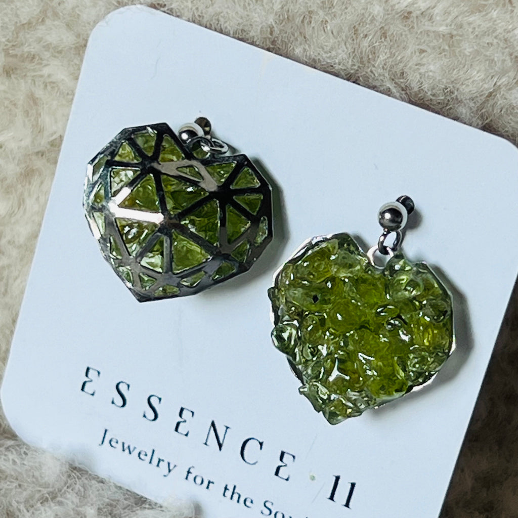 Cercei peridot Hearts, druzy.ro, pietre semipretioase 3