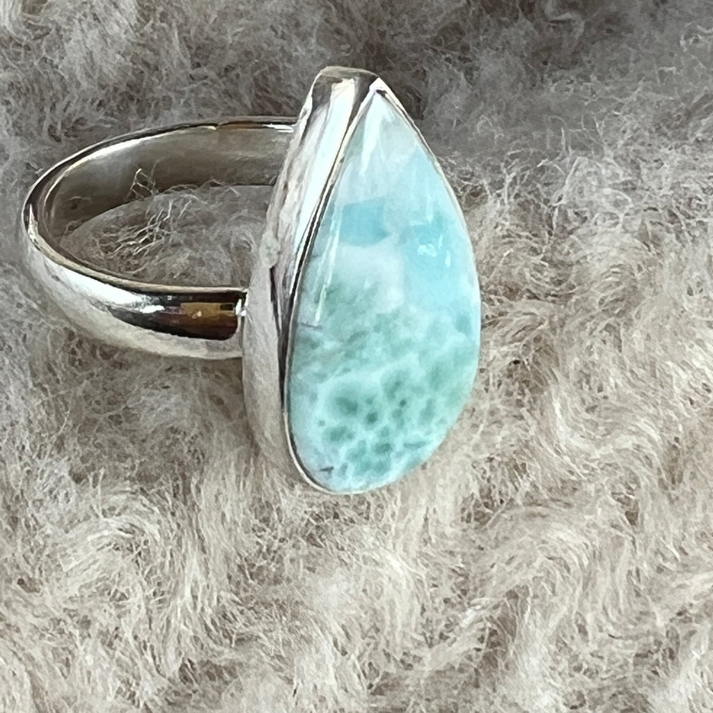 Inel ajustabil cu piatra larimar din argint model 9, pietre semipretioase - druzy.ro 4 