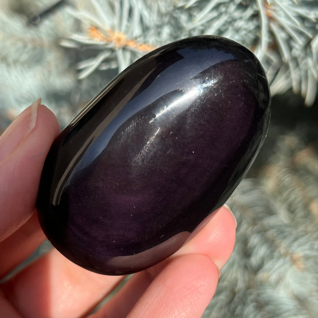 Obsidian curcubeu palmstone model 7, druzy.ro, cristale 1
