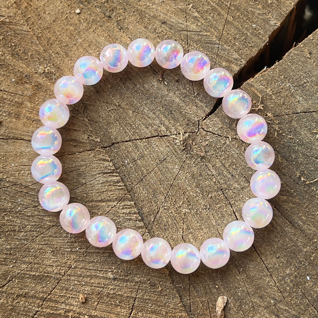 Bratara selenit 8 mm AURA LILA, pietre semipretioase - druzy.ro 4 