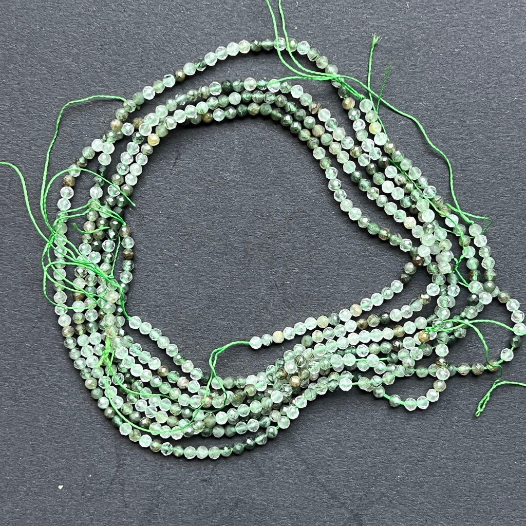 Sirag margele pietre semipretioase sfere fatetate CUART RUTILAT VERDE, pietre semipretioase - druzy.ro 1 
