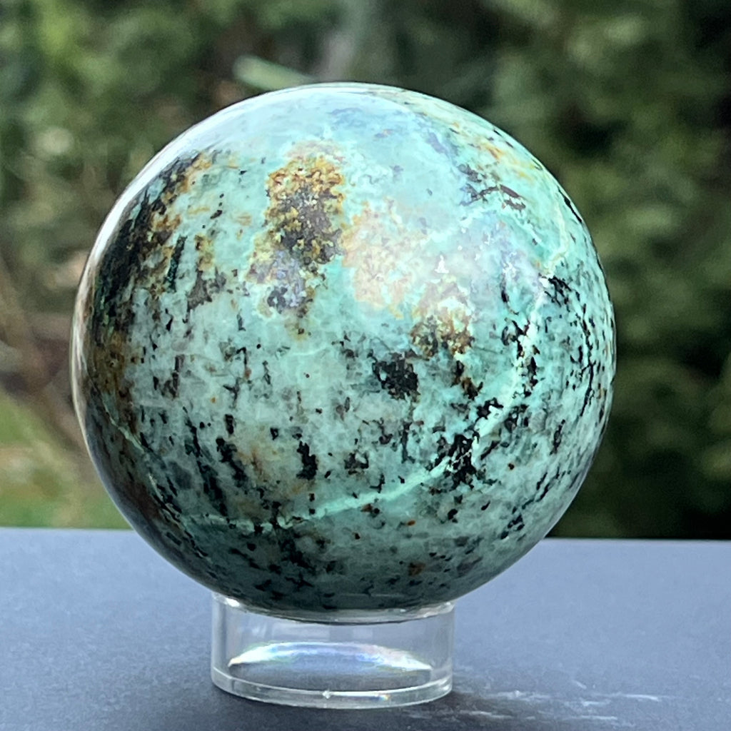 Sfera 7 cm crisocola mina Messina, Congo, model 2, druzy.ro, cristale 6