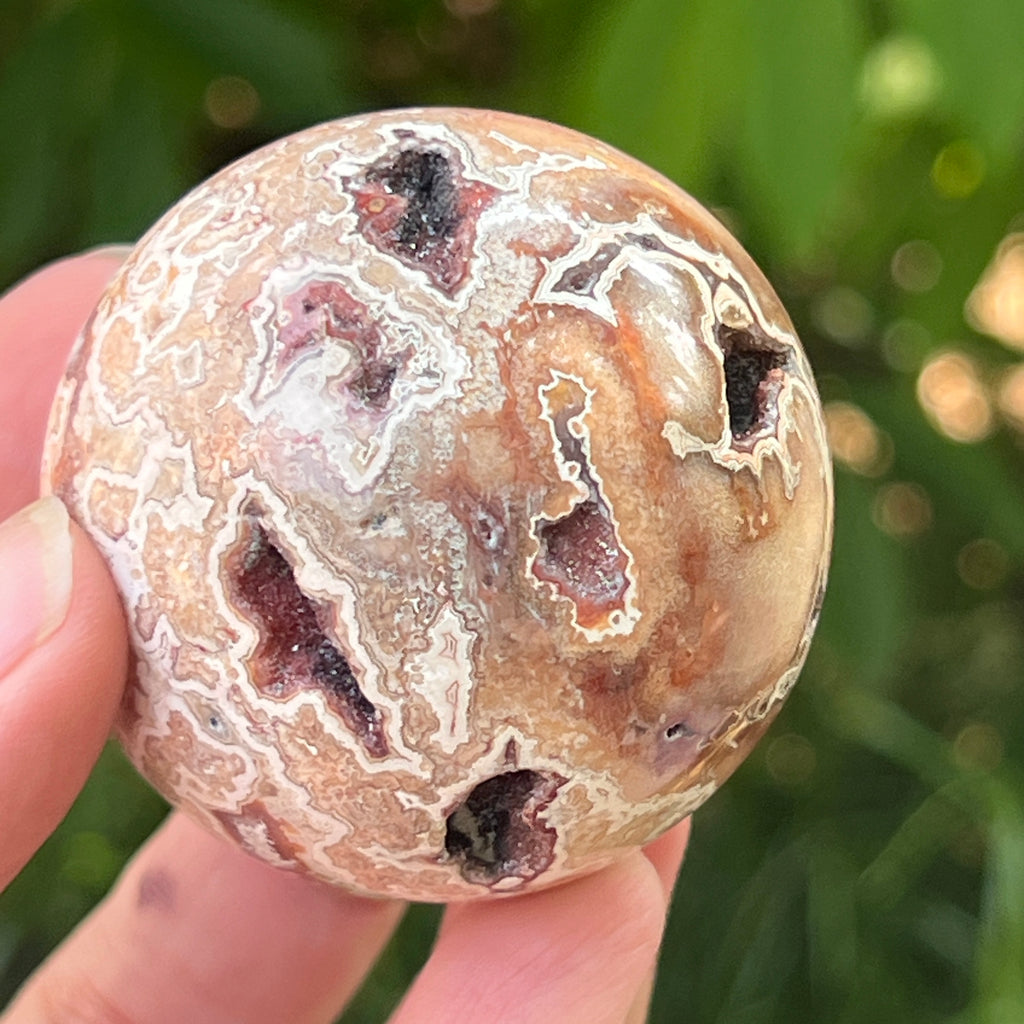Sfera agat Crazy Lace | Model 8, pietre semipretioase - druzy.ro 2 