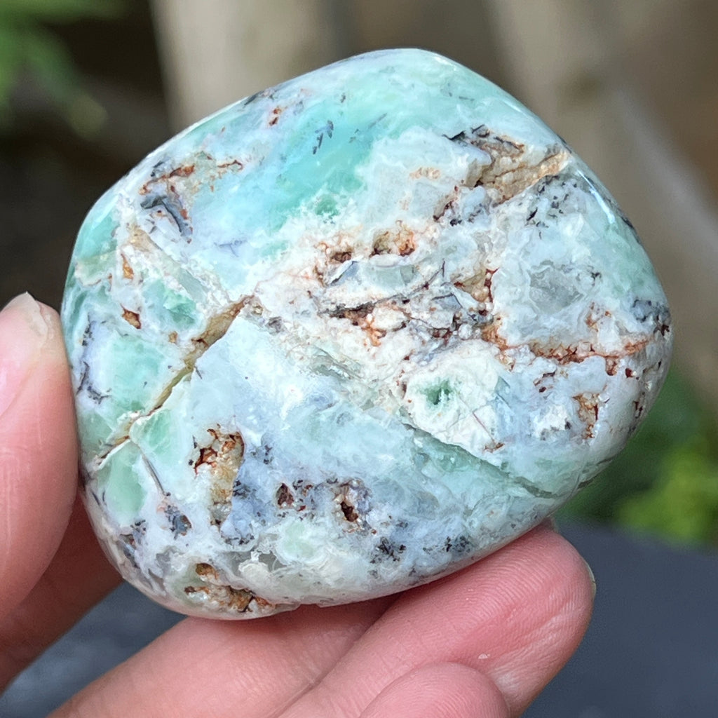 Palmstone calcedonie cu crom albastru-verzuie din Zimbabwe | Model 2, pietre semipretioase - druzy.ro 5 