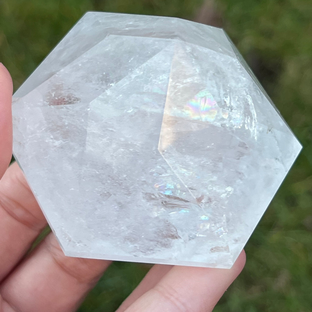 Cuart curcubeu forma diamant cristal de stanca/cuart incolor model 4A, druzy.ro, cristale 3