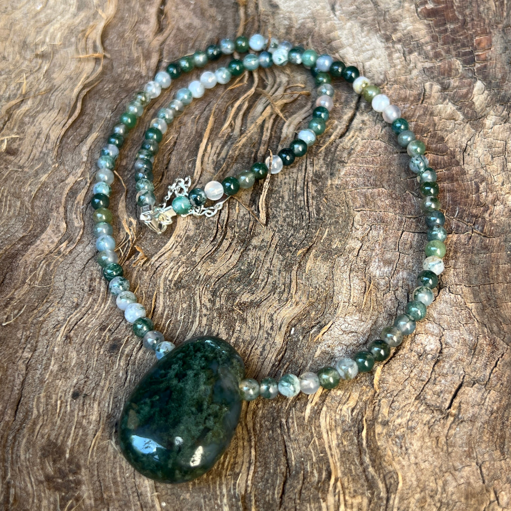 Colier agat muschi Sylva #52, pietre semipretioase - druzy.ro 5 