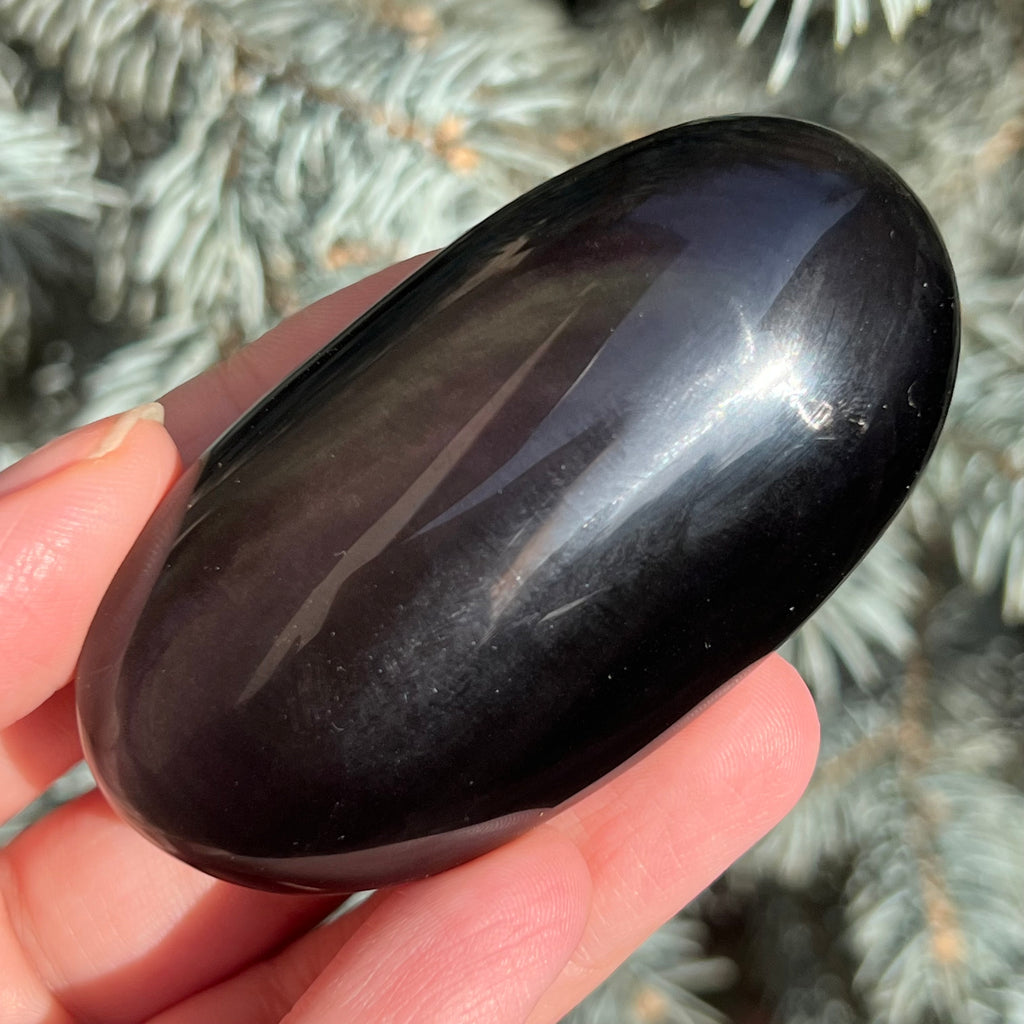 Obsidian curcubeu palmstone model 4, druzy.ro, cristale 8