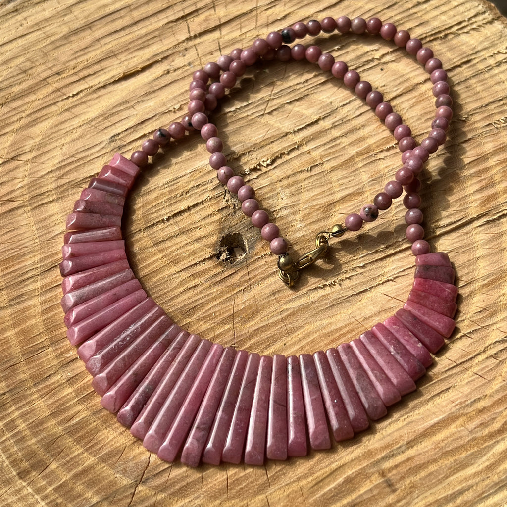 Colier egiptean rodonit, pietre semipretioase - druzy.ro 2 