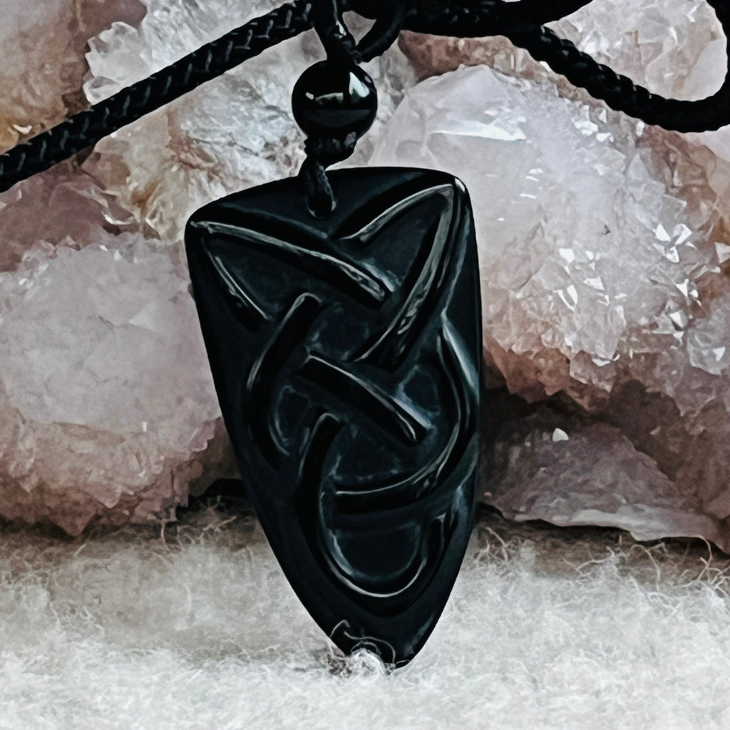 Pandantiv obsidian CELTIC cu snur, pietre semipretioase - druzy.ro 3 