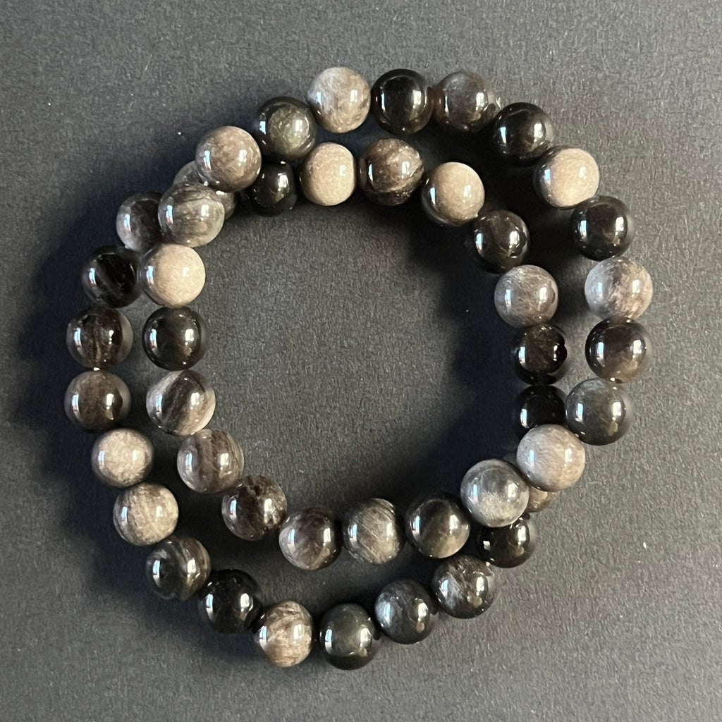 Bratara obsidian argintiu curcubeu 8 mm, pietre semipretioase - druzy.ro 2 
