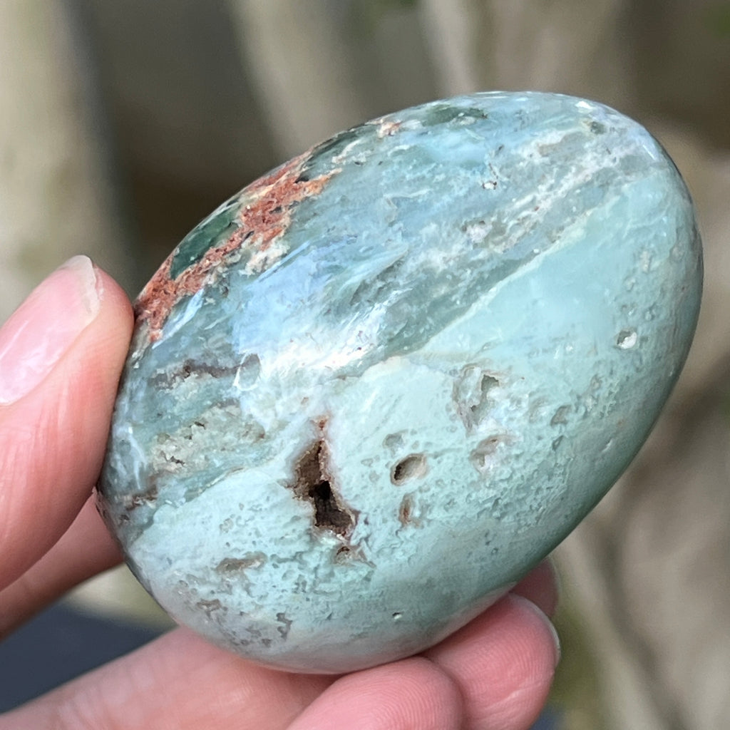 Ou calcedonie cu crom albastru-verzuie din Zimbabwe | Model 2, pietre semipretioase - druzy.ro 1 