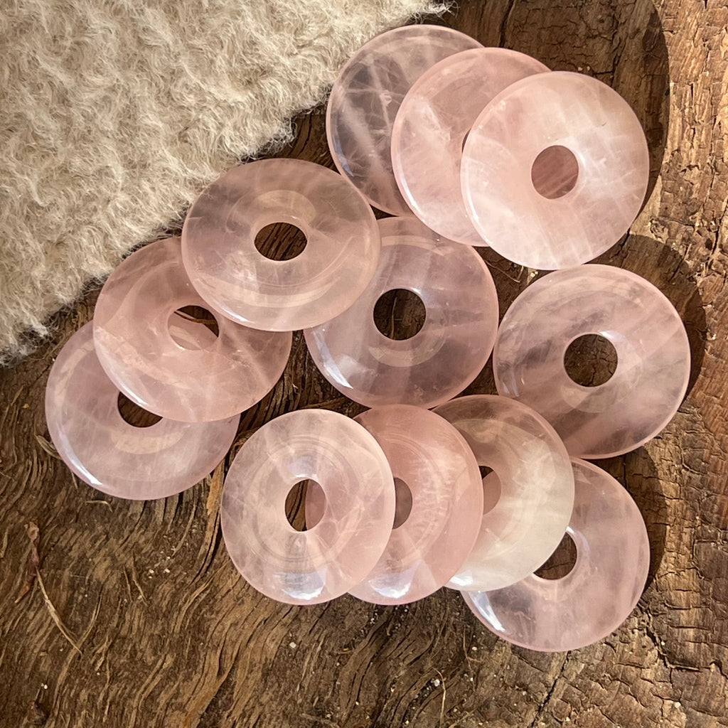 Pandantiv piatra pi donut cuart roz, druzy.ro, pietre semipretioase 1