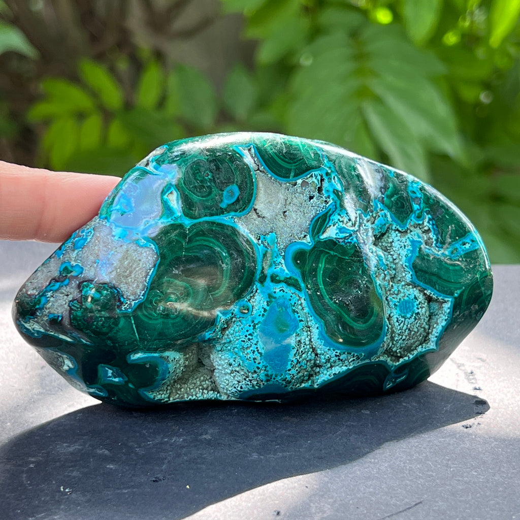 Malacola malachit cu crisocola piatra polisata | Model 3, pietre semipretioase - druzy.ro 2 