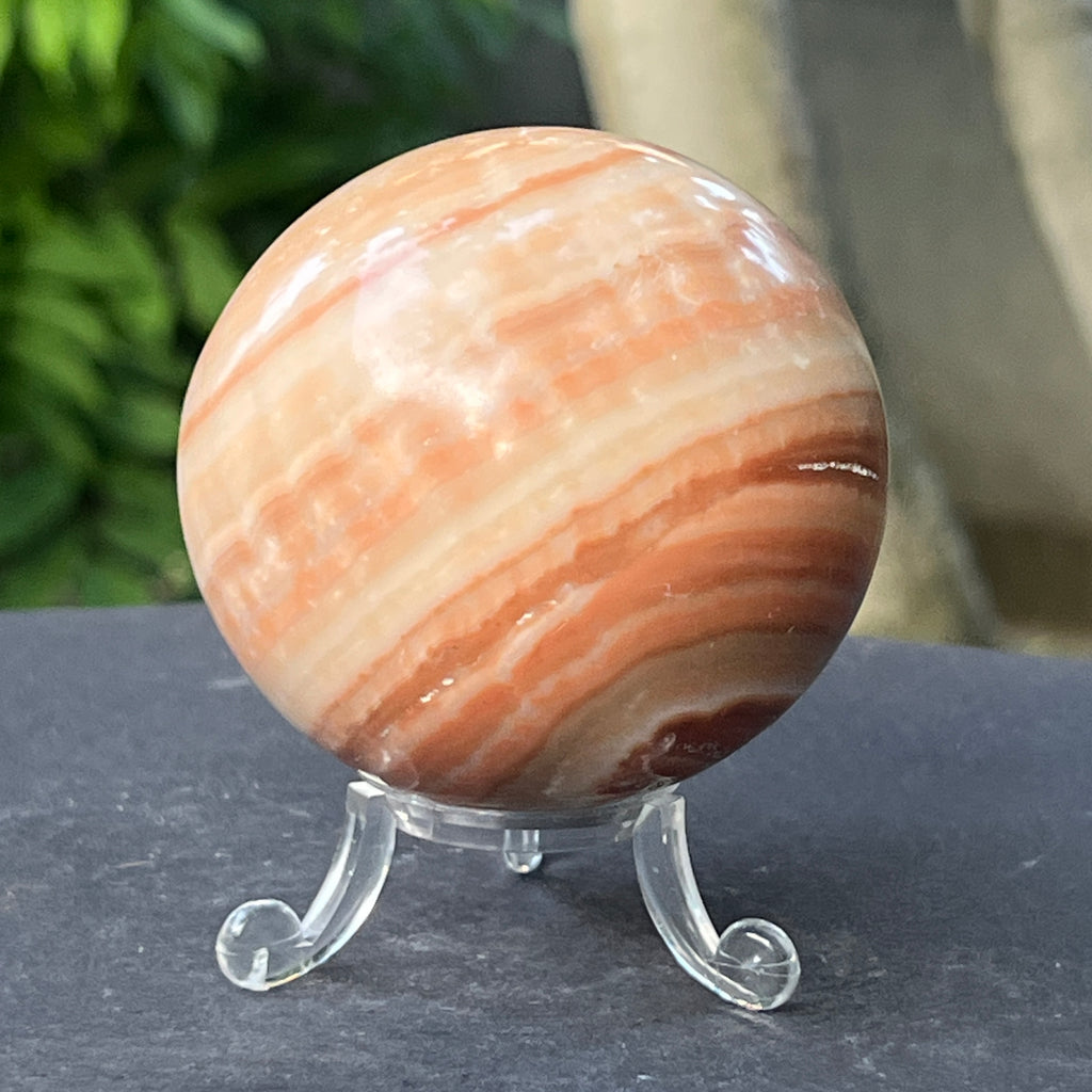 Sferă de onix portocaliu dungat  | Model 1, pietre semipretioase - druzy.ro 4 
