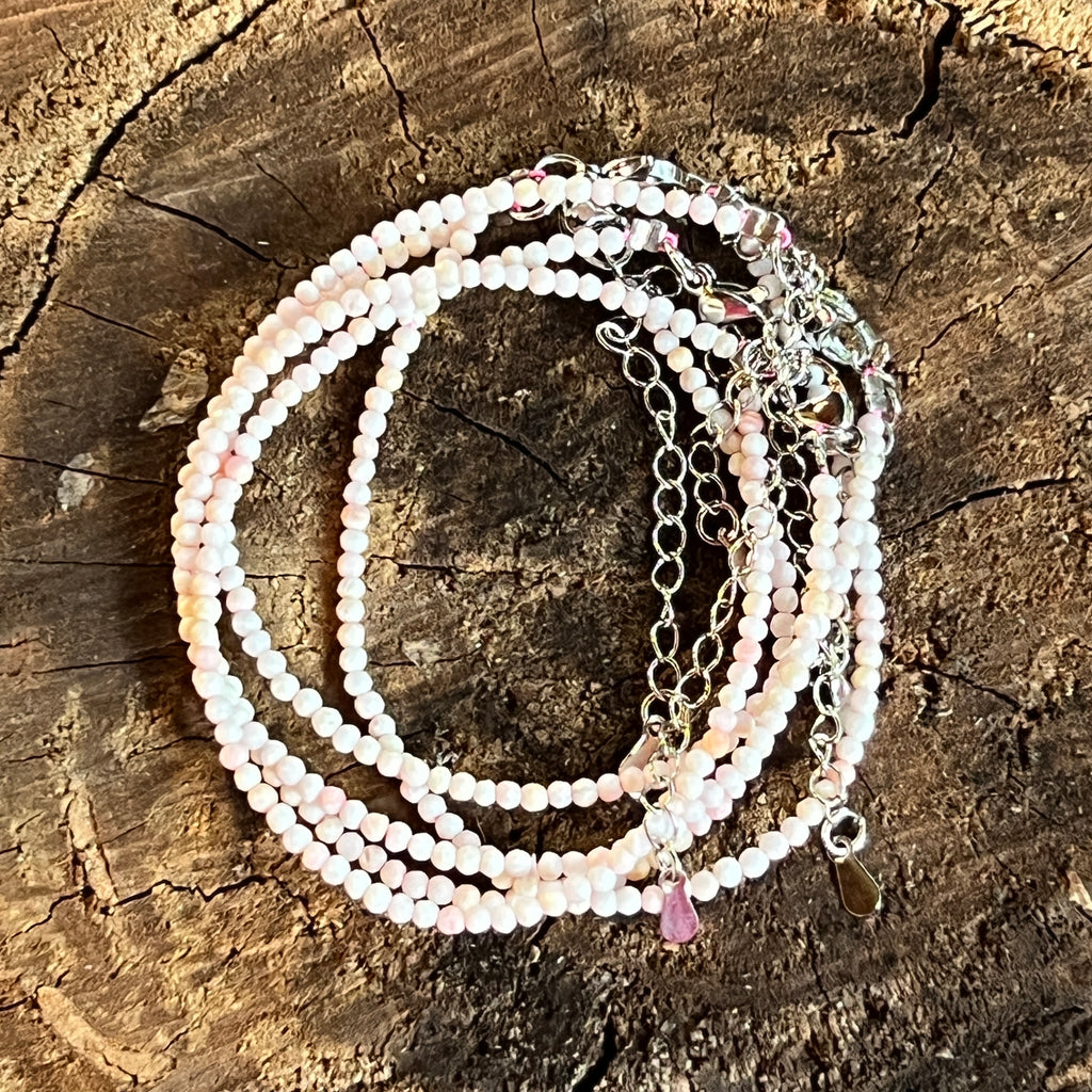 Bratara reglabila opal roz 2 mm, pietre semipretioase - druzy.ro 2 