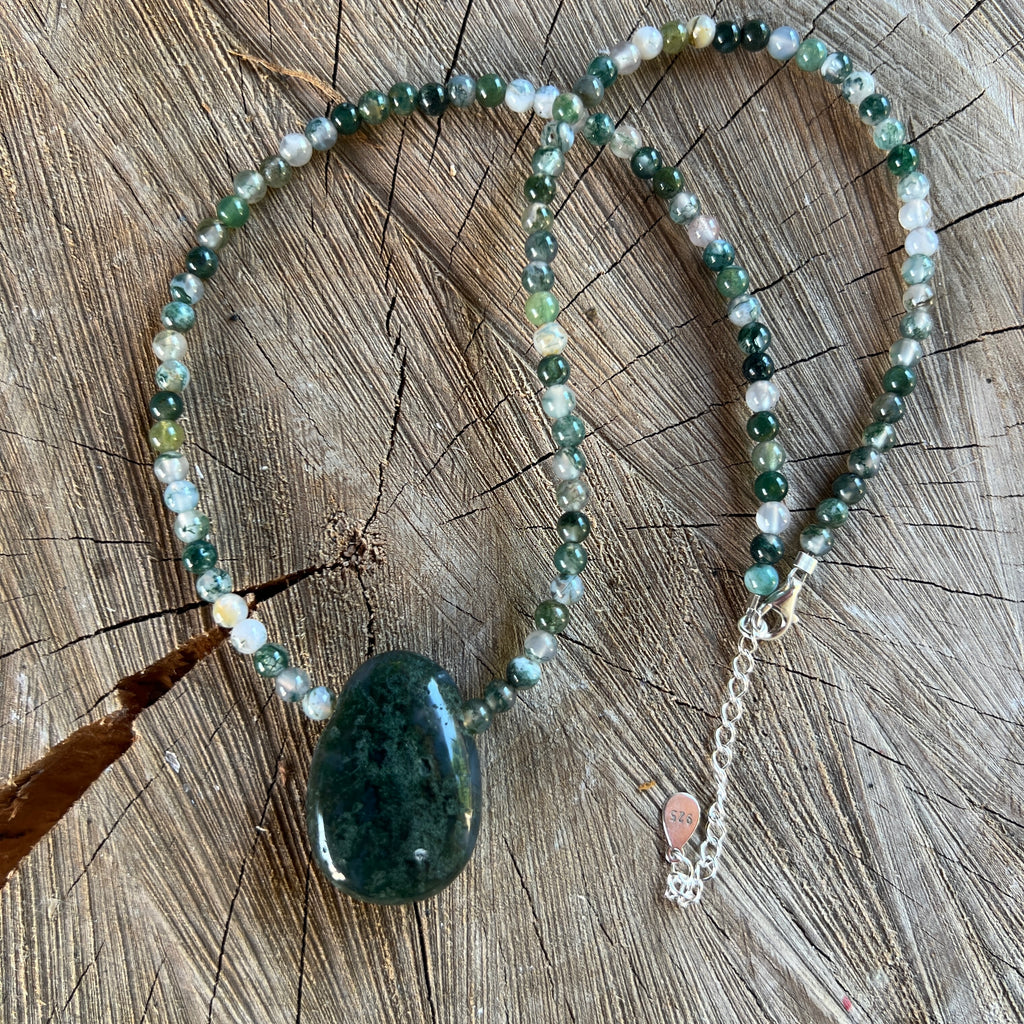 Colier agat muschi Sylva #52, pietre semipretioase - druzy.ro 4 