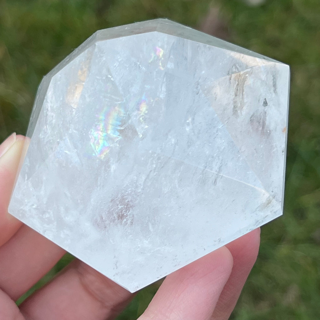 Cuart curcubeu forma diamant cristal de stanca/cuart incolor model 4A, druzy.ro, cristale 1