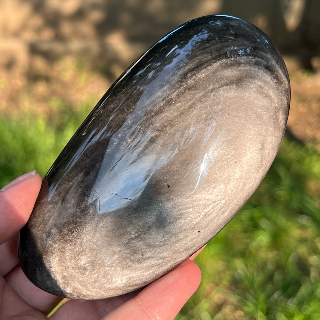 Obsidian argintiu palmstone model 13, pietre semipretioase - druzy.ro 2 