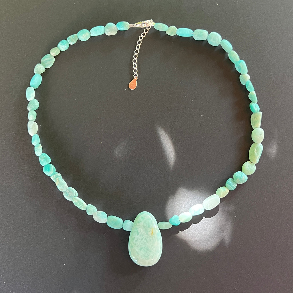 Colier amazonit natural Wave #49, pietre semipretioase - druzy.ro 1 
