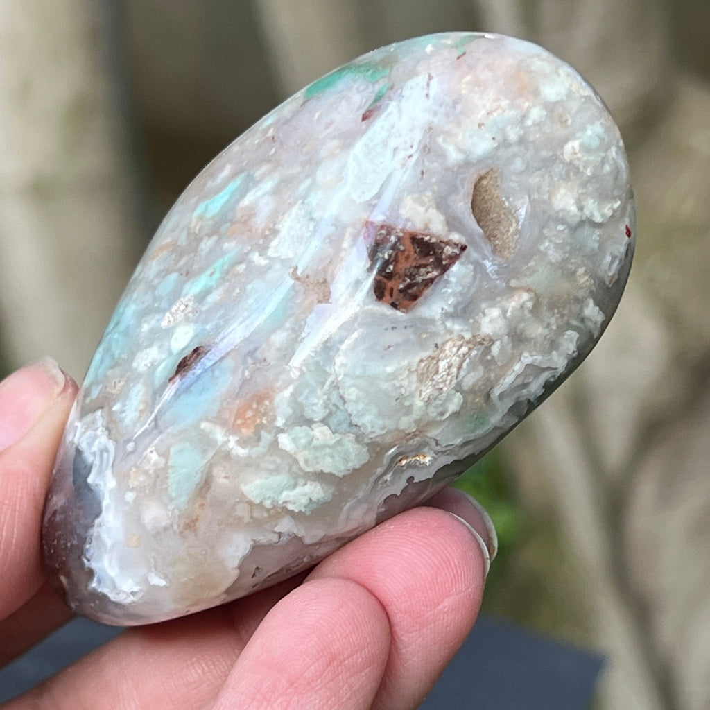 Palmstone calcedonie cu crom albastru-verzuie din Zimbabwe | Model 5, pietre semipretioase - druzy.ro 1 