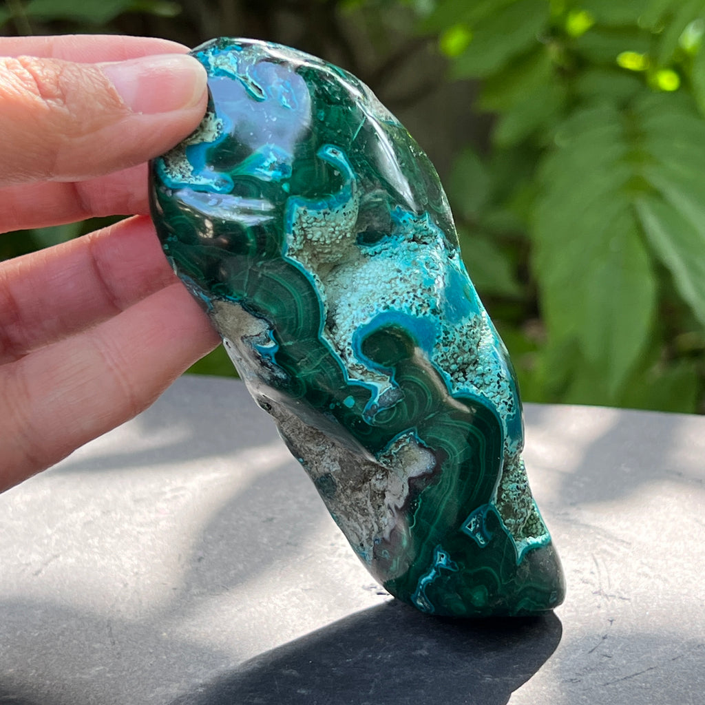 Malacola malachit cu crisocola piatra polisata | Model 3, pietre semipretioase - druzy.ro 5 