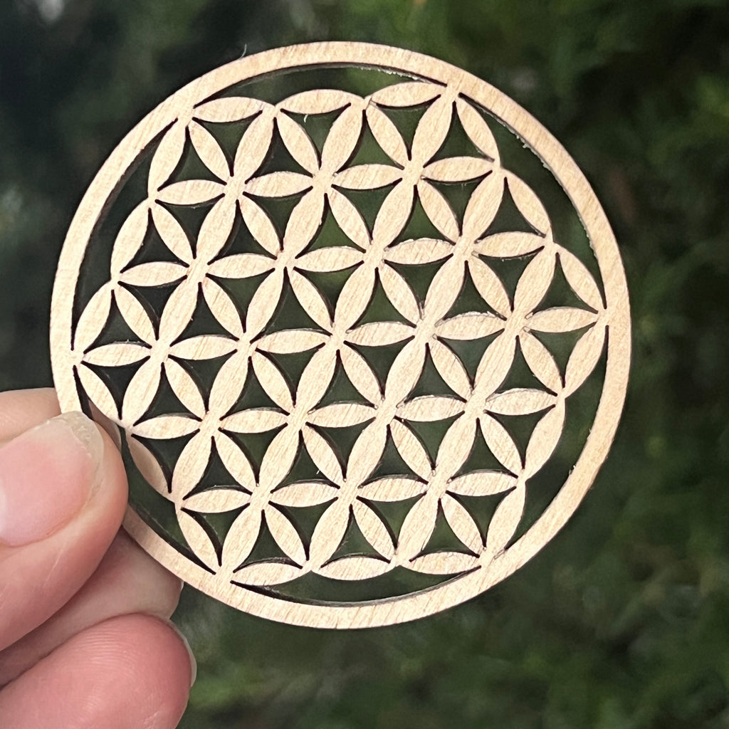 Suport lemn | Flower of Life, pietre semipretioase - druzy.ro 2 