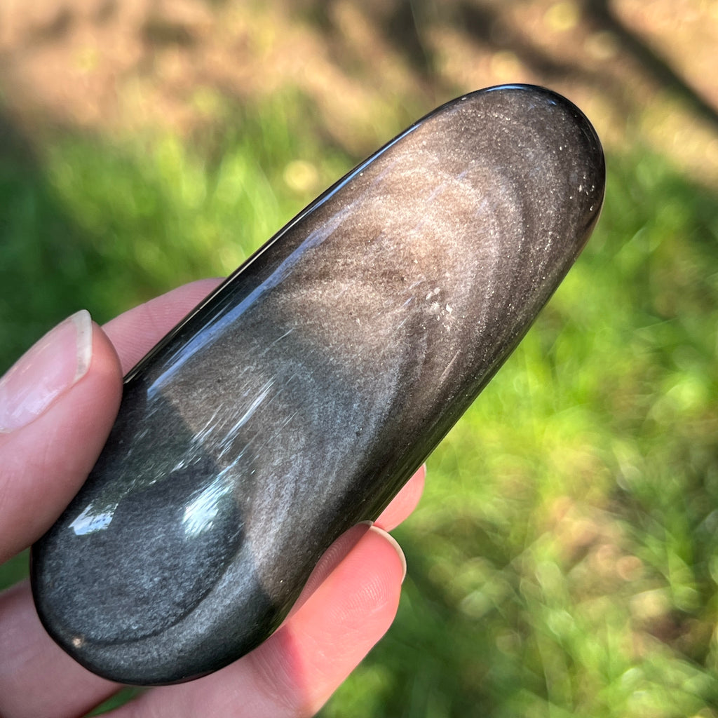 Obsidian argintiu palmstone model 15, pietre semipretioase - druzy.ro 1 