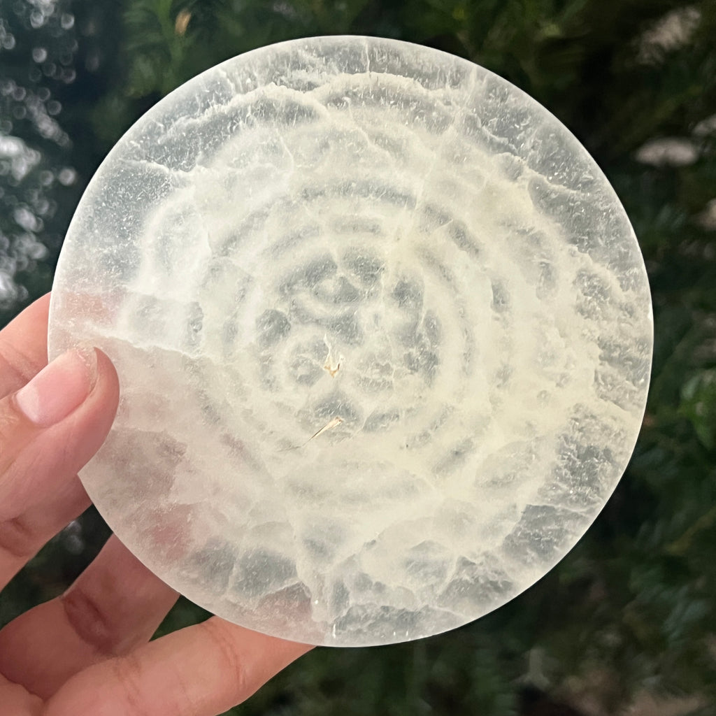 Disc selenit mandala Om | Model 2, pietre semipretioase - druzy.ro 2 