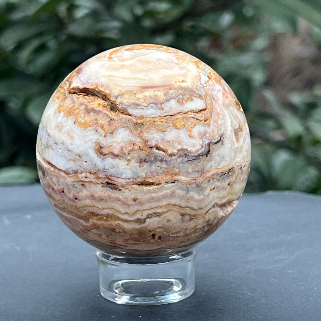 Sfera agat Crazy Lace model 2, pietre semipretioase - druzy.ro 13 
