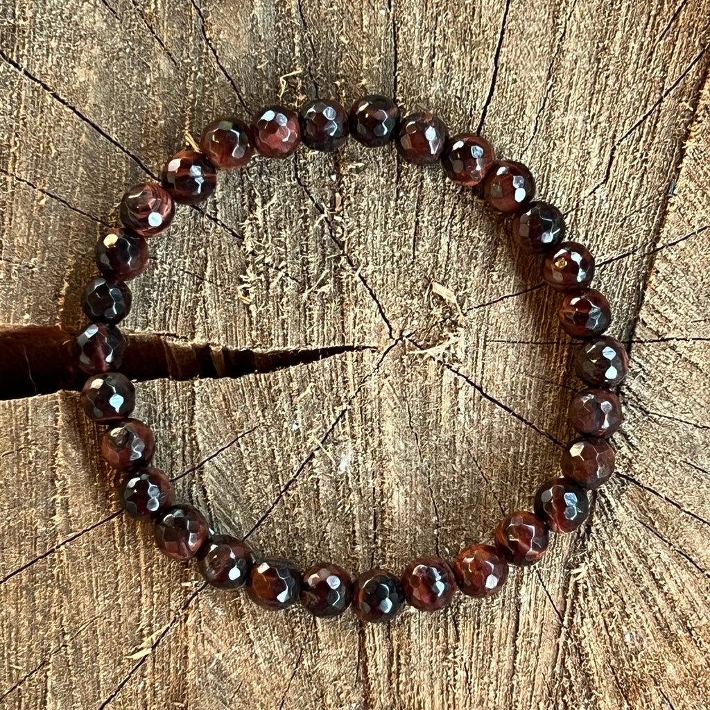 Bratara fatetata ochi de tigru rosu 6 mm, pietre semipretioase - druzy.ro 1 