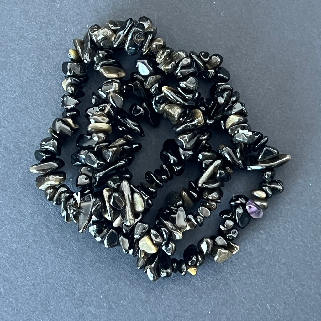 Bratara obsidian auriu chipsuri, pietre semipretioase - druzy.ro 2 