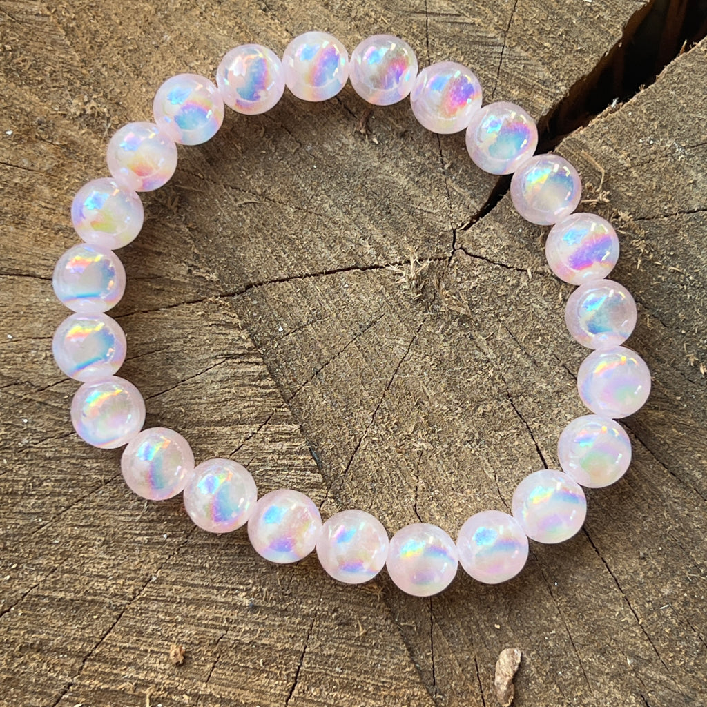 Bratara selenit 8 mm AURA LILA, pietre semipretioase - druzy.ro 3 