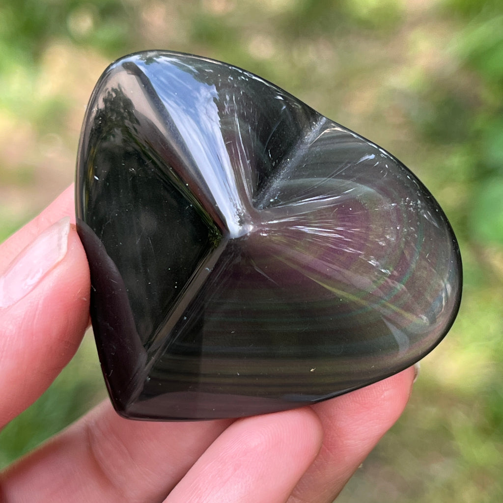 Obsidian curcubeu inima model 10, pietre semipretioase - druzy.ro 3 