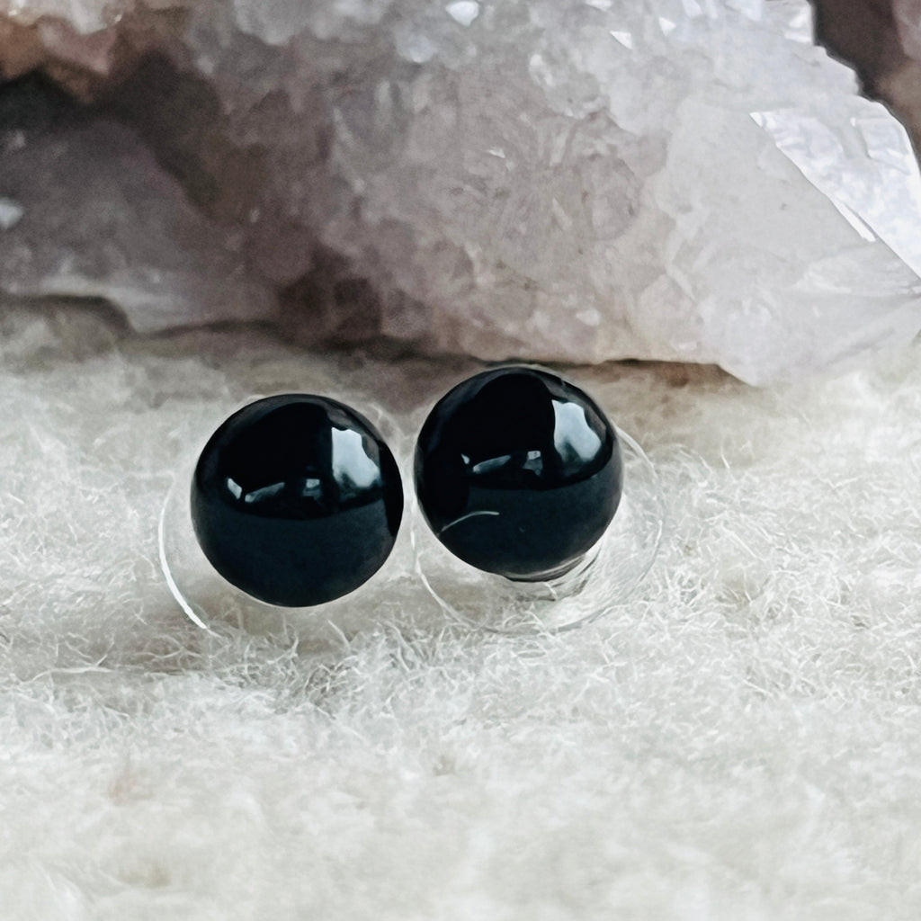 Cercei stud sfere obsidian 8 mm, pietre semipretioase - druzy.ro 3 