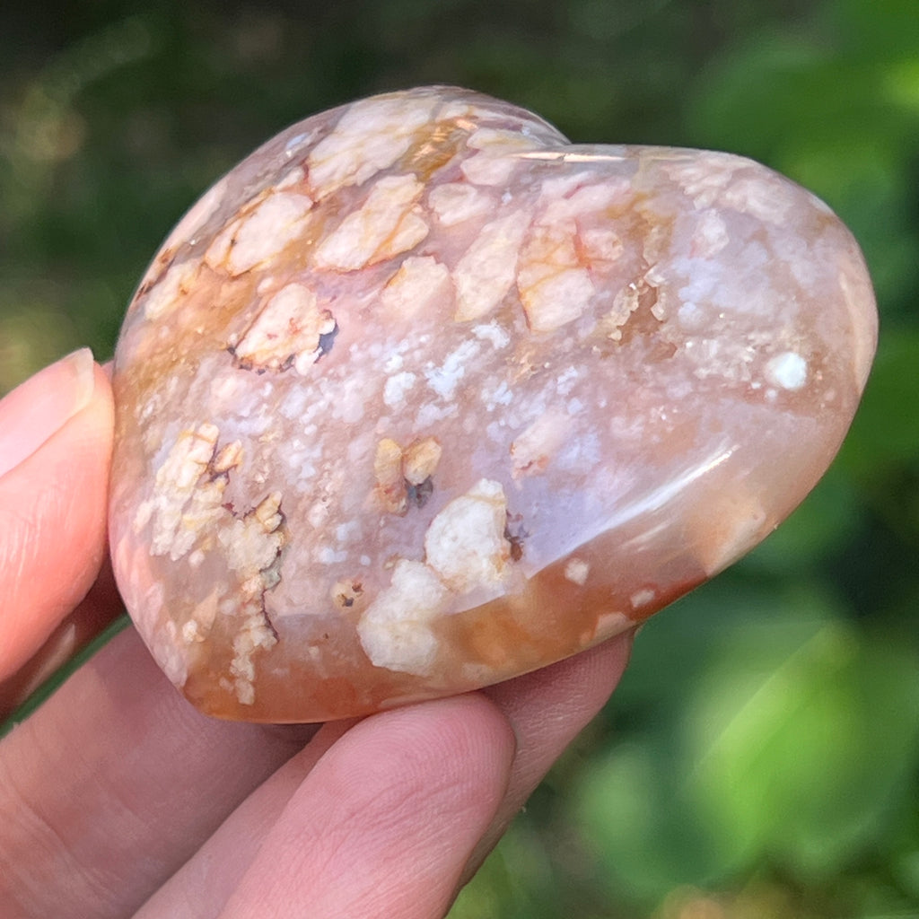 Inima agat coral floare gri m2, pietre semipretioase - druzy.ro 2 