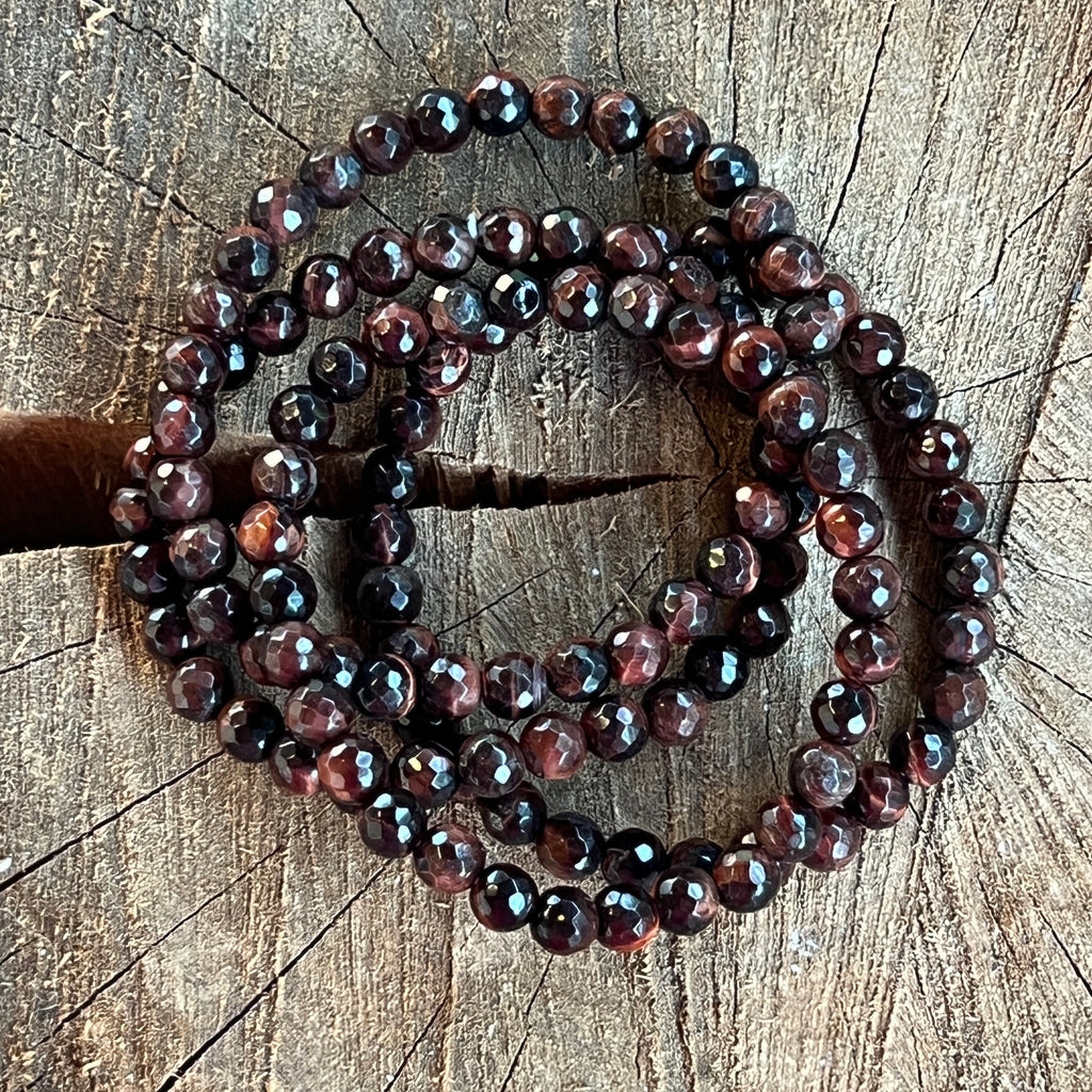 Bratara fatetata ochi de tigru rosu 6 mm, pietre semipretioase - druzy.ro 2 