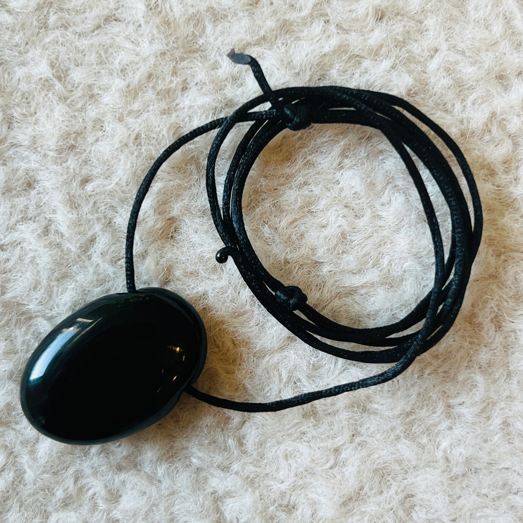 Colier pandantiv obsidian DROP, pietre semipretioase - druzy.ro 3 