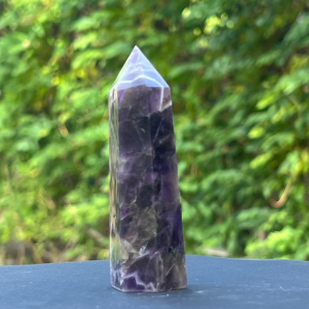 Obelisc ametist chevron model 6, druzy.ro, cristale 3
