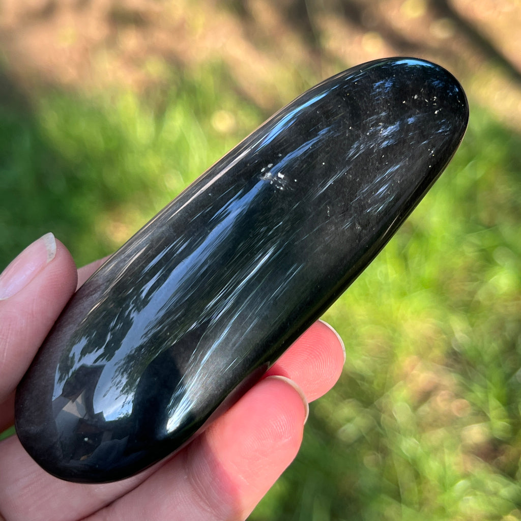 Obsidian argintiu palmstone model 15, pietre semipretioase - druzy.ro 4 