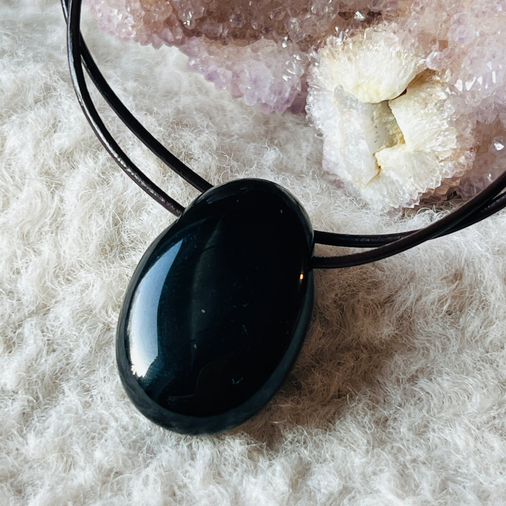 Colier pandantiv obsidian DROP, pietre semipretioase - druzy.ro 2 