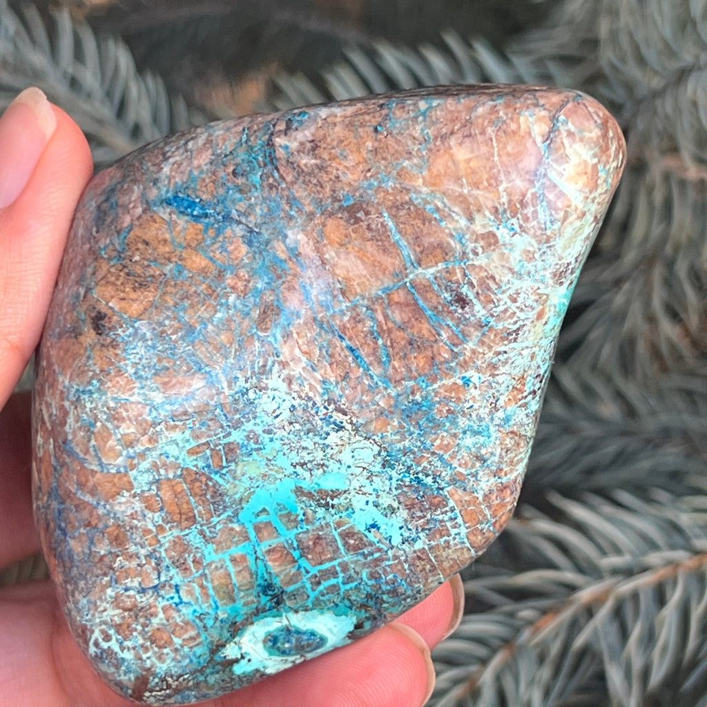 Shattuckite forma libera/palmstone m14, pietre semipretioase - druzy.ro 8 