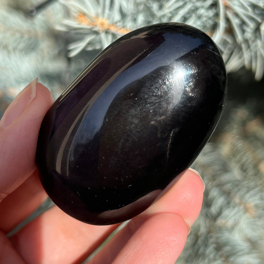Obsidian curcubeu palmstone model 7, druzy.ro, cristale 5